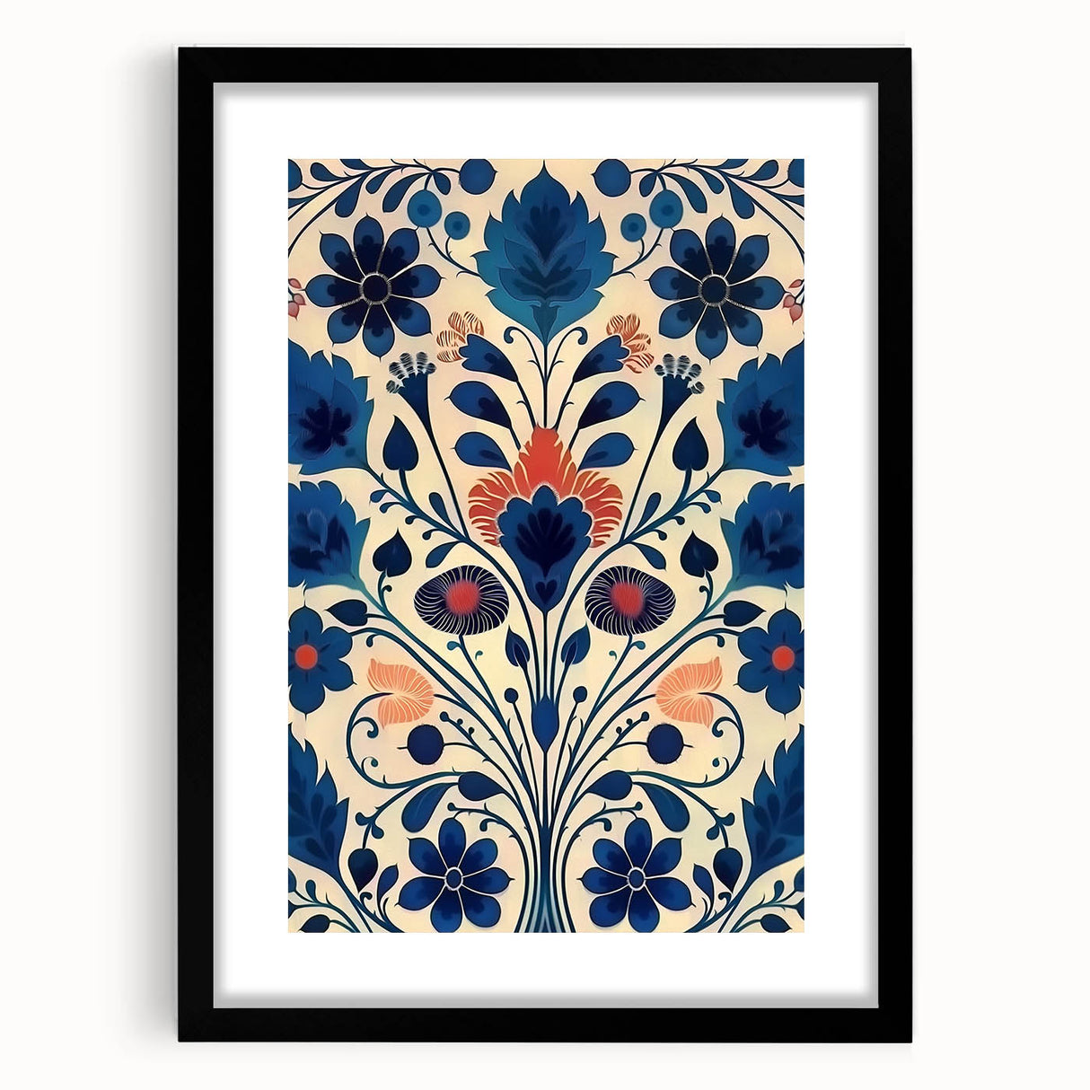 Scandinavian Wall Decor | Elegant Blue Floral Nordic Art Print | Hygge