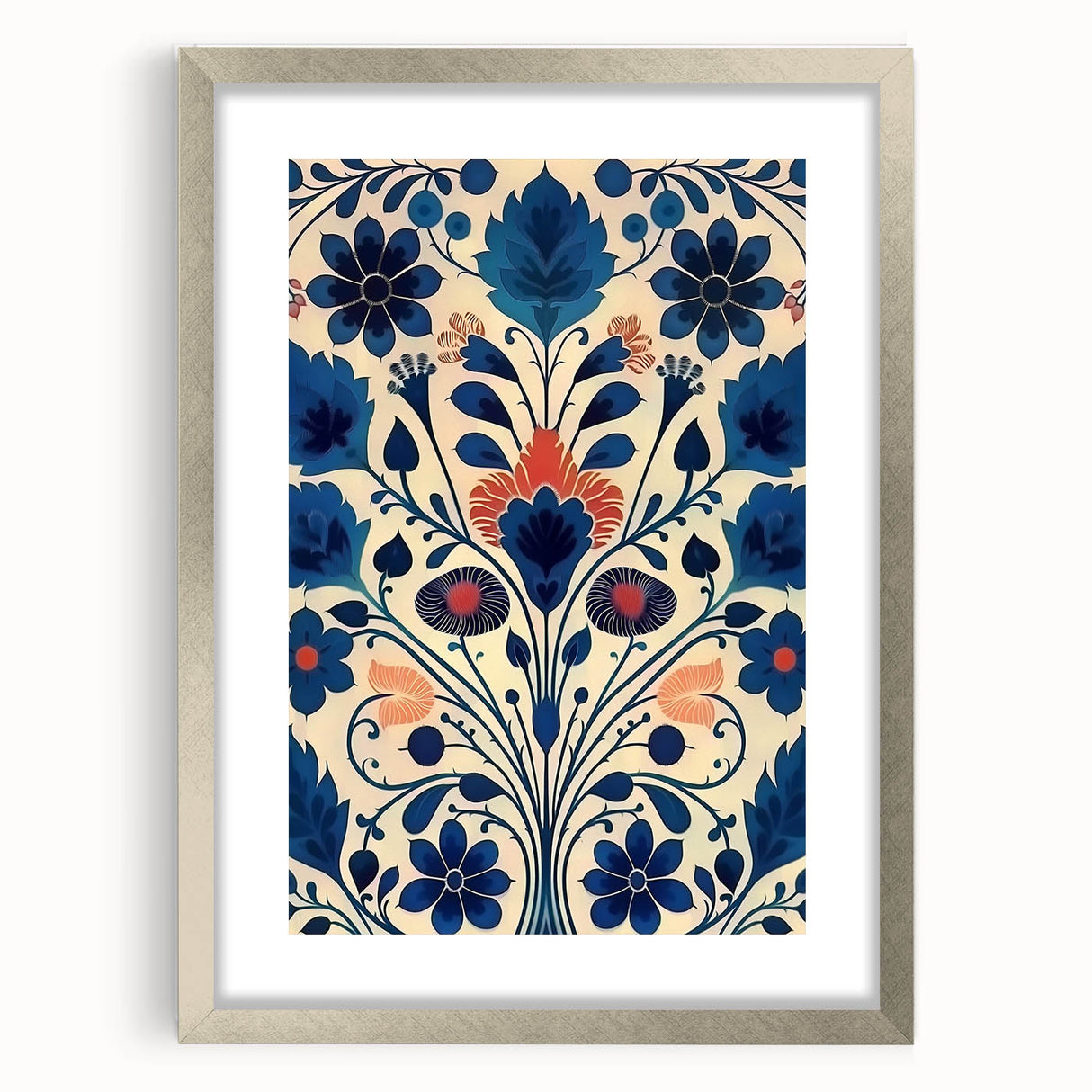 Scandinavian Wall Decor | Elegant Blue Floral Nordic Art Print | Hygge