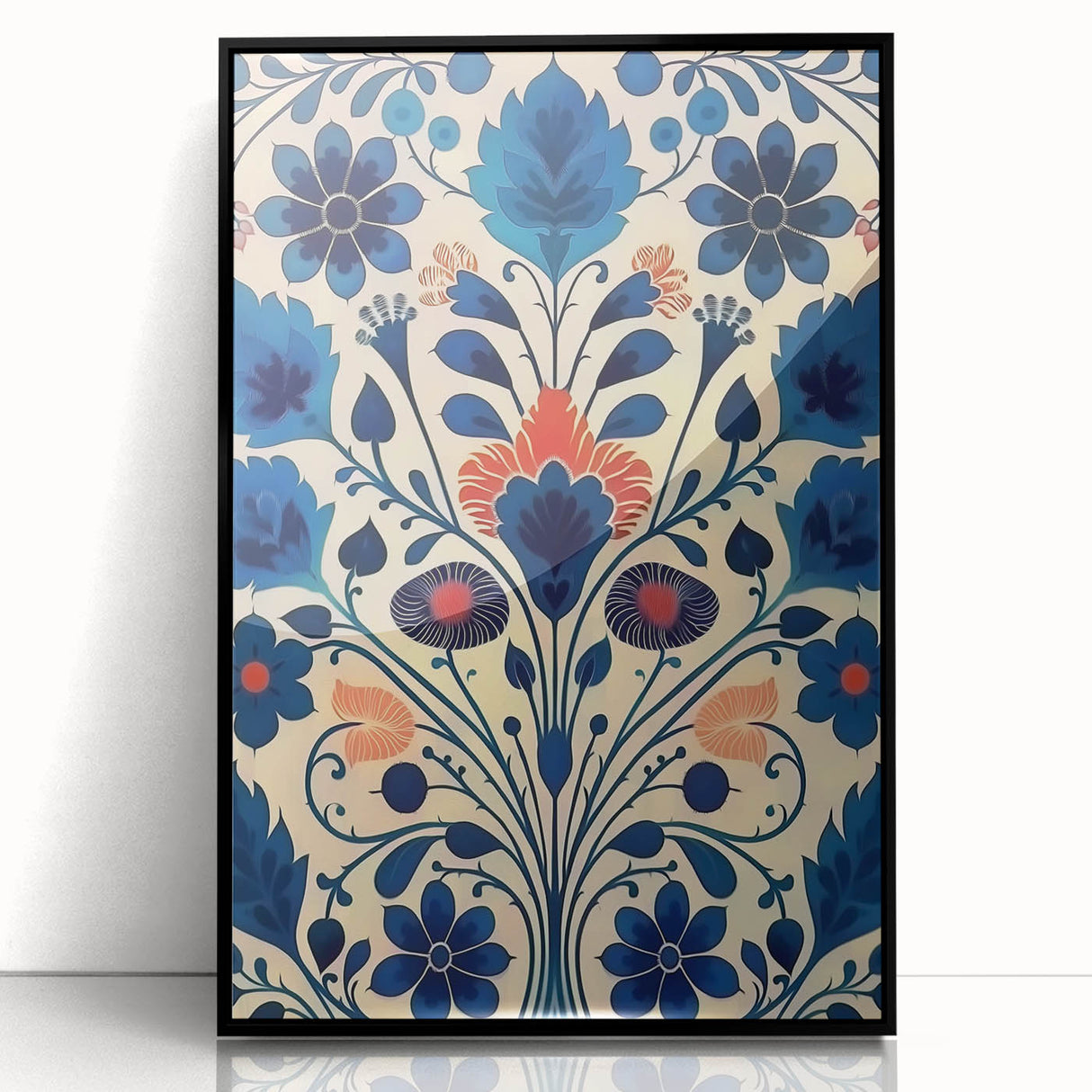 Scandinavian Wall Decor | Elegant Blue Floral Nordic Art Print | Hygge
