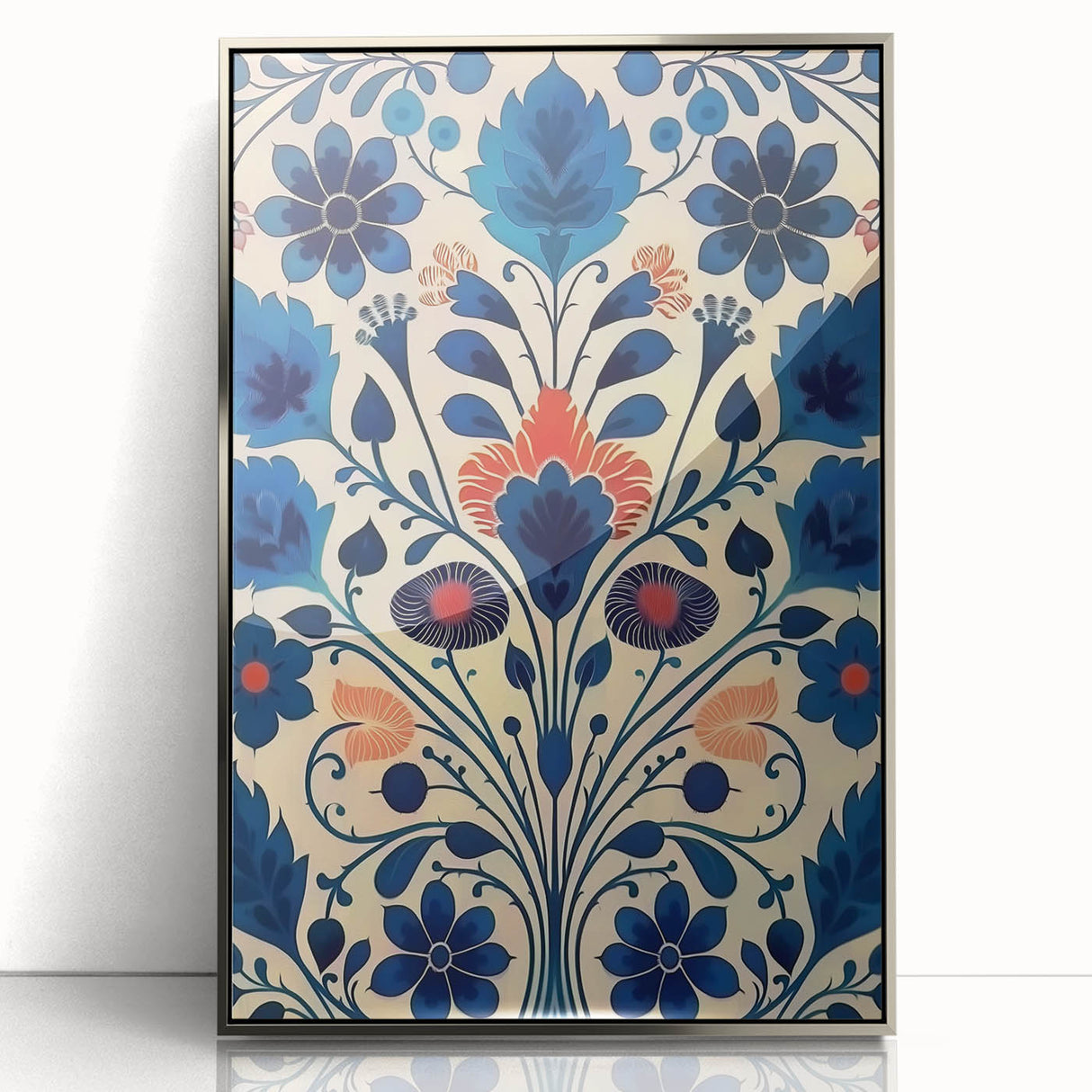 Scandinavian Wall Decor | Elegant Blue Floral Nordic Art Print | Hygge