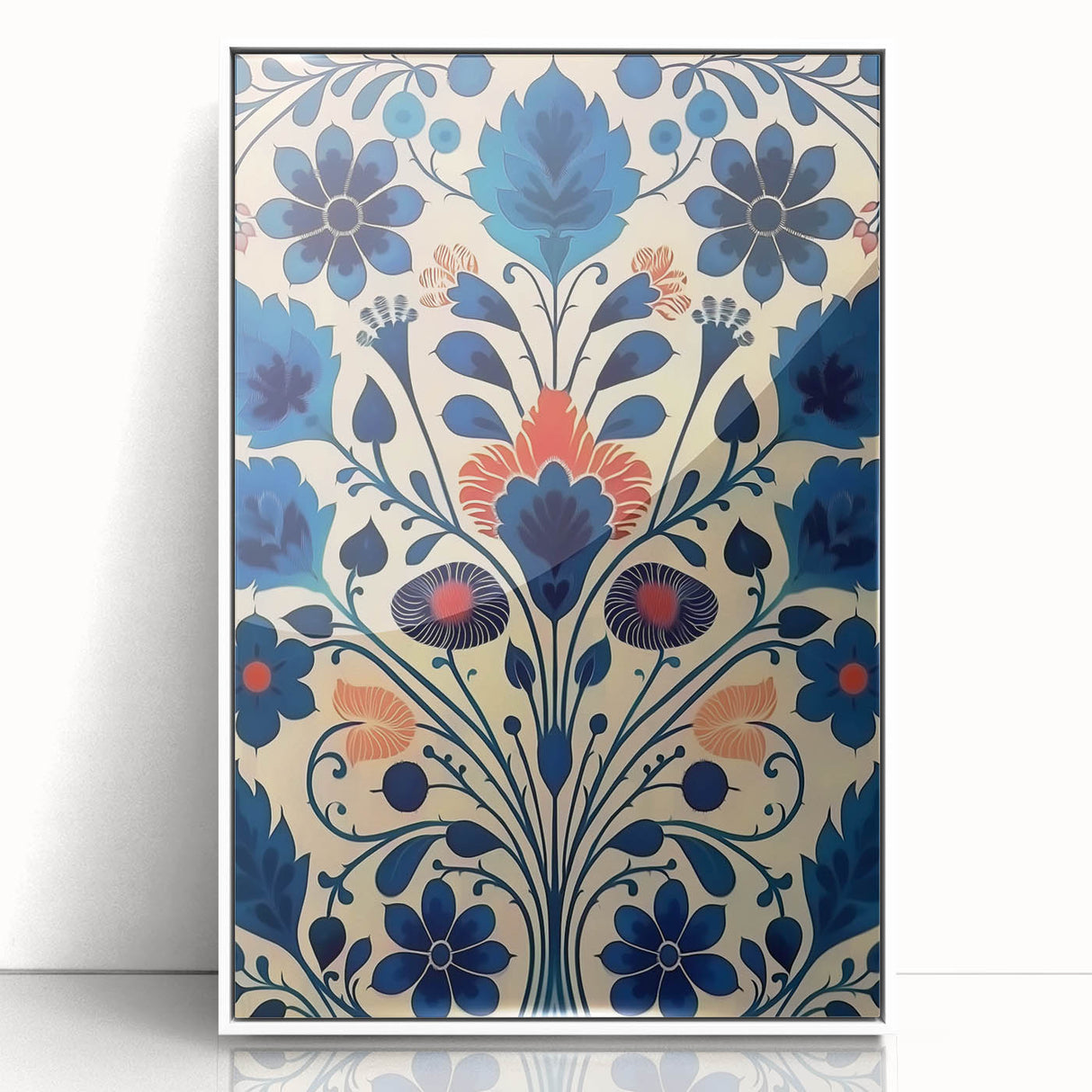 Scandinavian Wall Decor | Elegant Blue Floral Nordic Art Print | Hygge