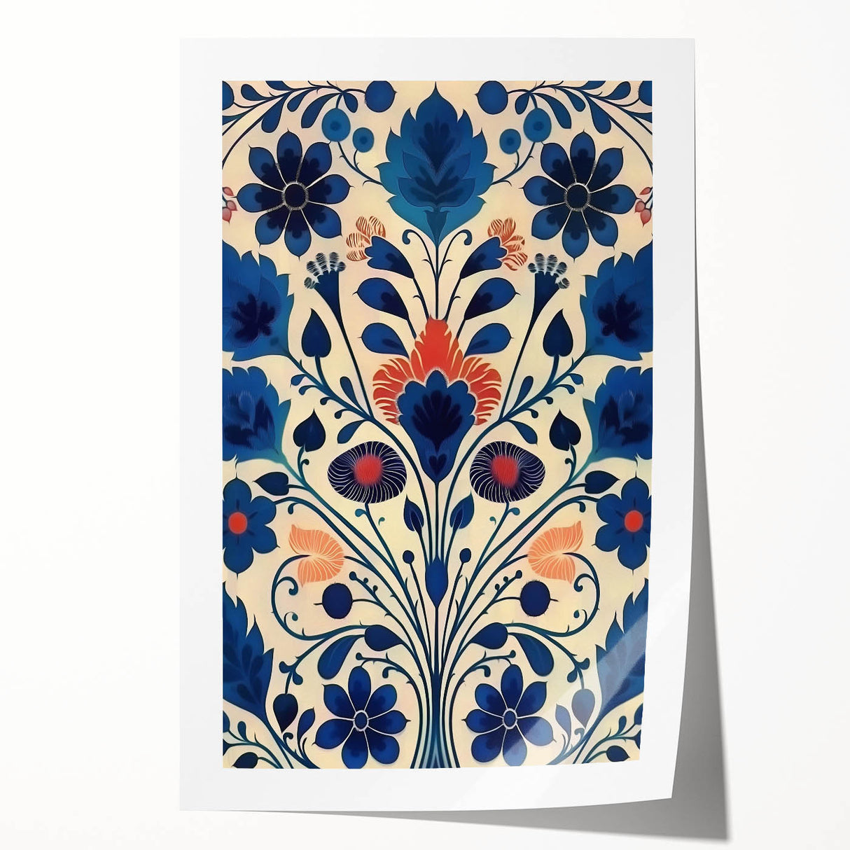 Scandinavian Wall Decor | Elegant Blue Floral Nordic Art Print | Hygge