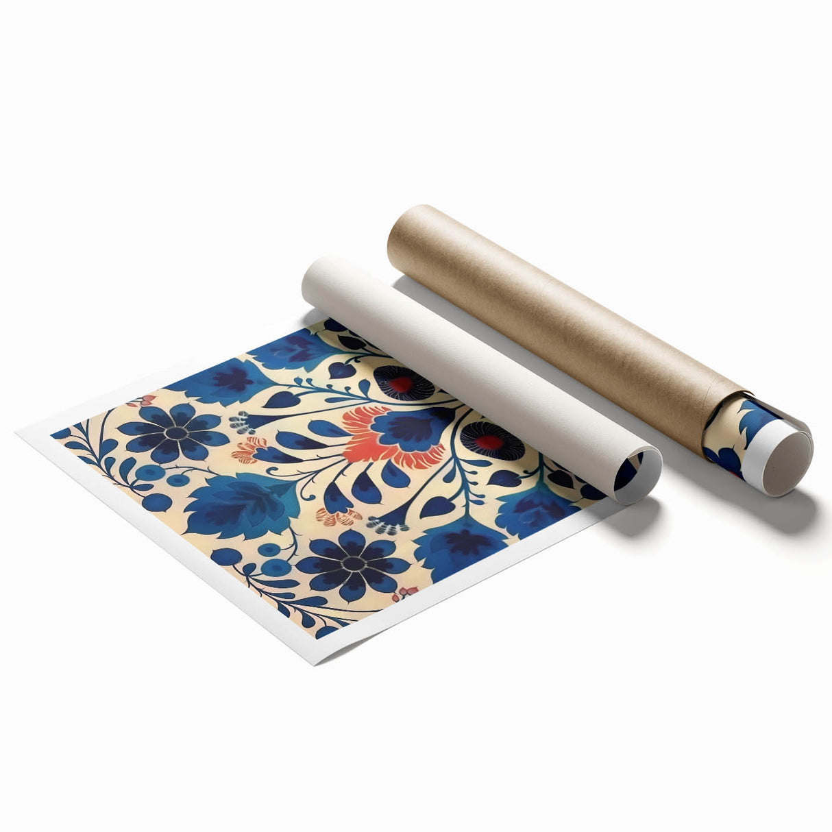Scandinavian Wall Decor | Elegant Blue Floral Nordic Art Print | Hygge