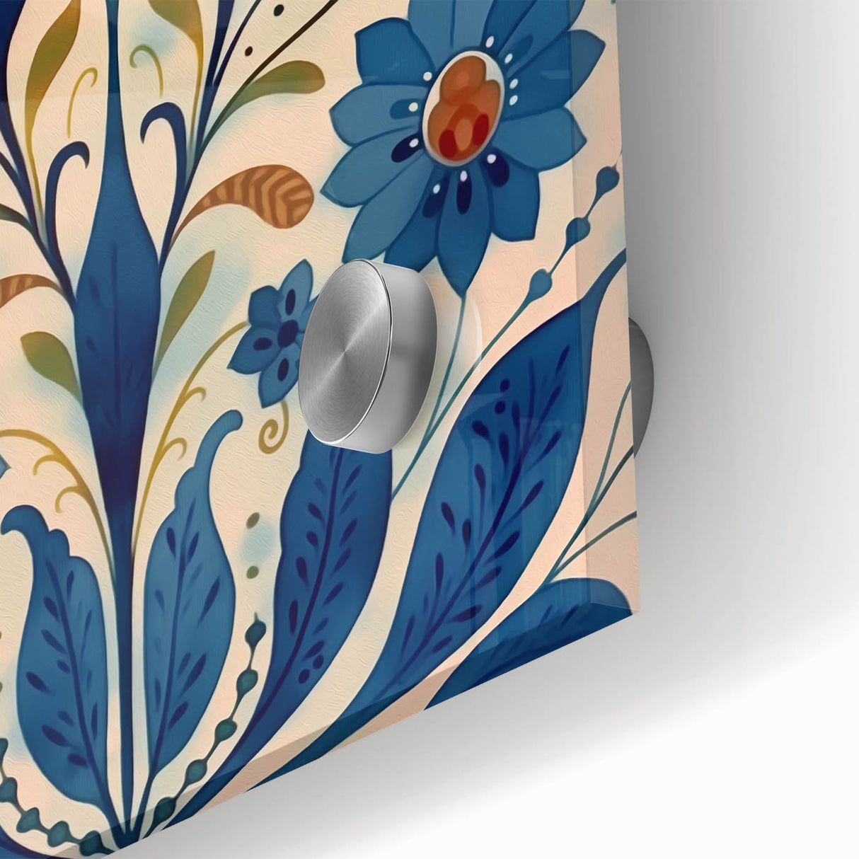 Scandinavian Wall Art | Blue and Gold Floral Nordic Art Print | Hygge