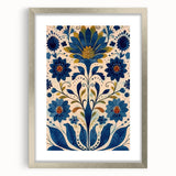 Scandinavian Wall Art | Blue and Gold Floral Nordic Art Print | Hygge