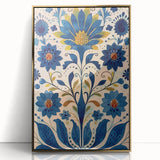 Scandinavian Wall Art | Blue and Gold Floral Nordic Art Print | Hygge