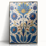 Scandinavian Wall Art | Blue and Gold Floral Nordic Art Print | Hygge