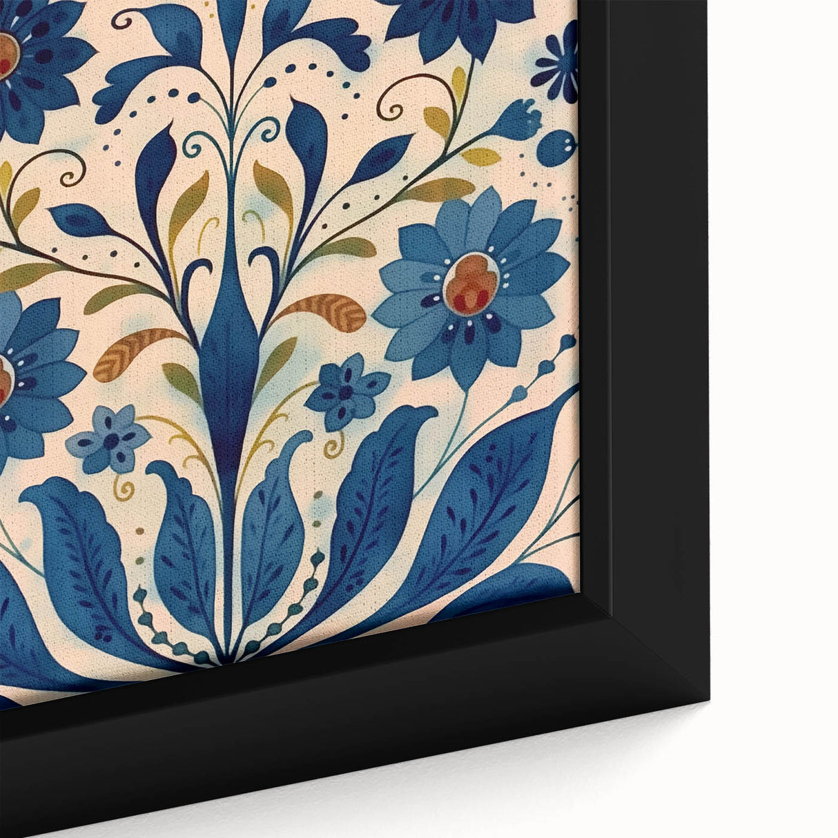 Scandinavian Wall Art | Blue and Gold Floral Nordic Art Print | Hygge