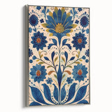 Scandinavian Wall Art | Blue and Gold Floral Nordic Art Print | Hygge