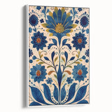 Scandinavian Wall Art | Blue and Gold Floral Nordic Art Print | Hygge