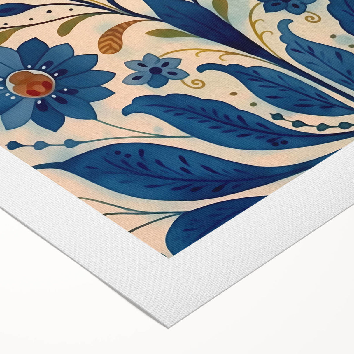 Scandinavian Wall Art | Blue and Gold Floral Nordic Art Print | Hygge