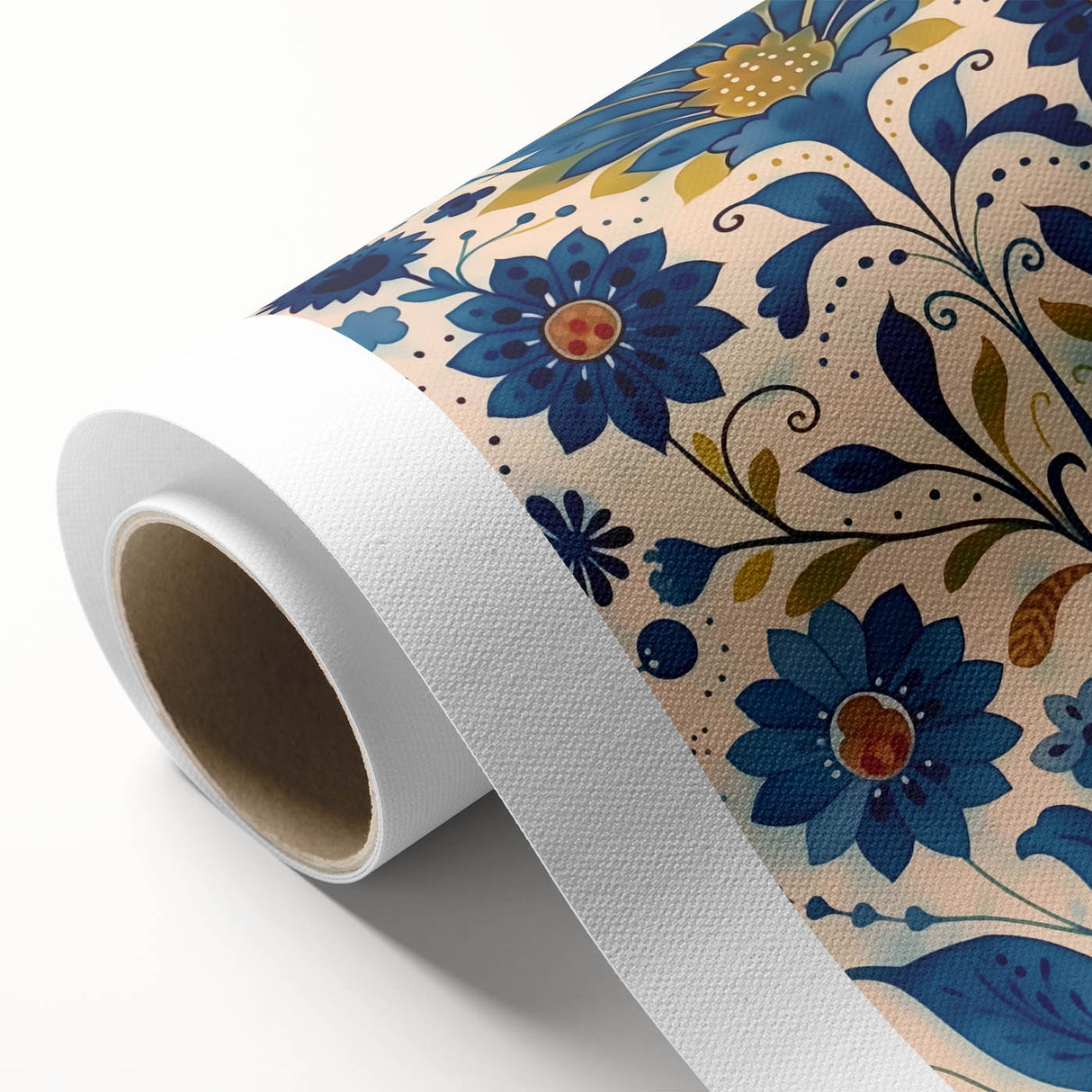 Scandinavian Wall Art | Blue and Gold Floral Nordic Art Print | Hygge