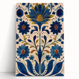 Scandinavian Wall Art | Blue and Gold Floral Nordic Art Print | Hygge