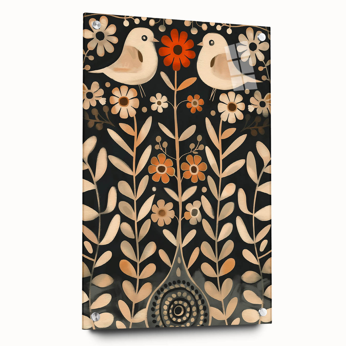 Scandinavian Wall Art | Beige and Orange Nordic Bird Art Print | Hygge