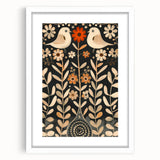 Scandinavian Wall Art | Beige and Orange Nordic Bird Art Print | Hygge