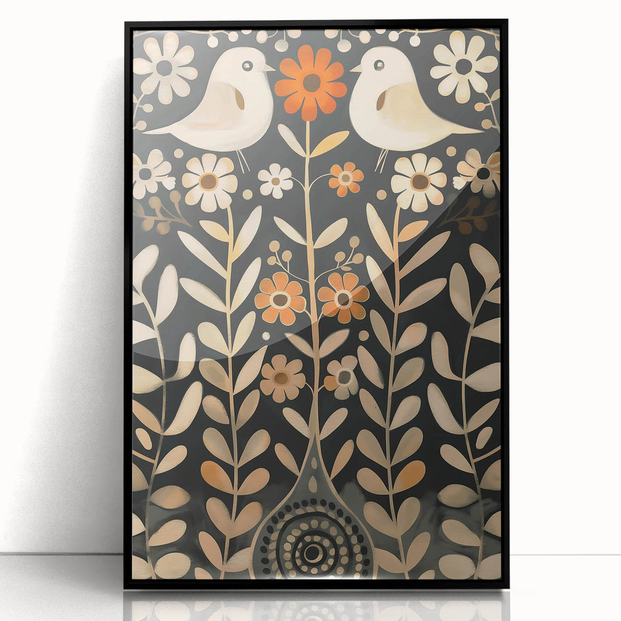 Scandinavian Wall Art | Beige and Orange Nordic Bird Art Print | Hygge