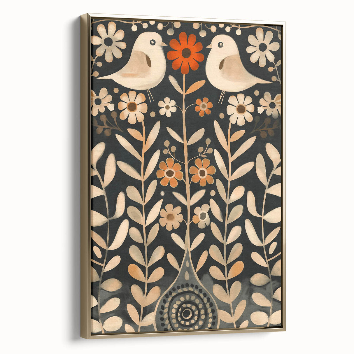 Scandinavian Wall Art | Beige and Orange Nordic Bird Art Print | Hygge