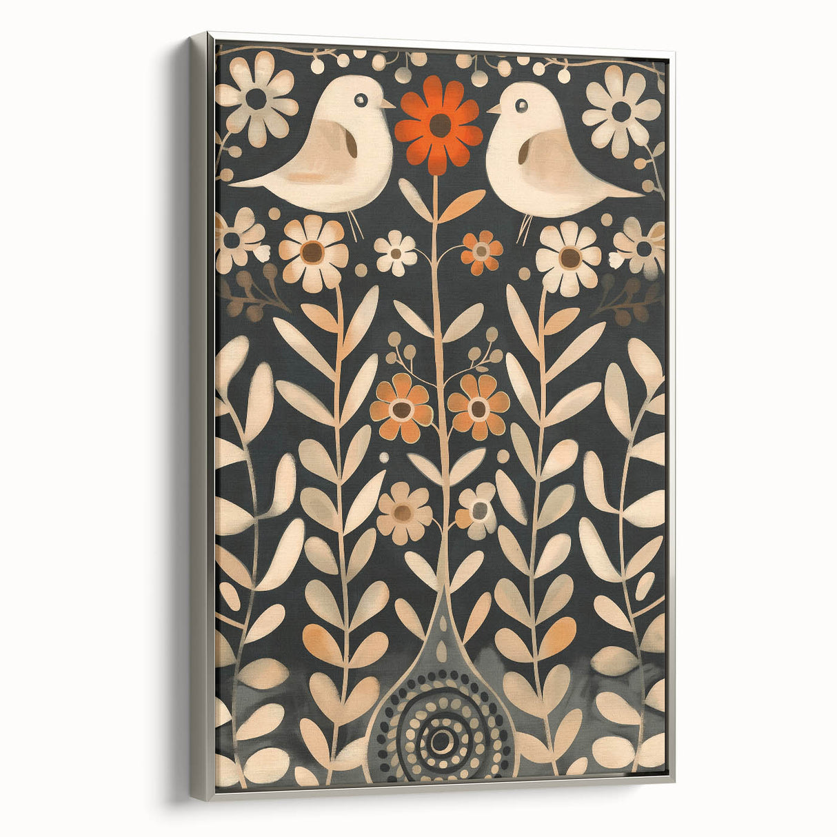Scandinavian Wall Art | Beige and Orange Nordic Bird Art Print | Hygge