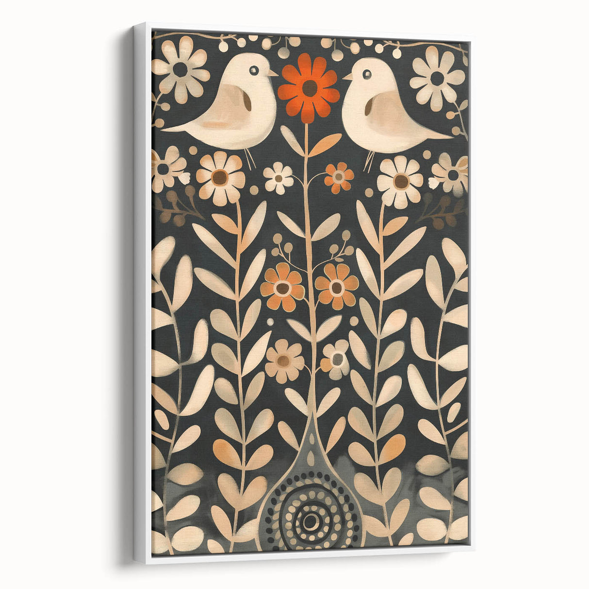 Scandinavian Wall Art | Beige and Orange Nordic Bird Art Print | Hygge