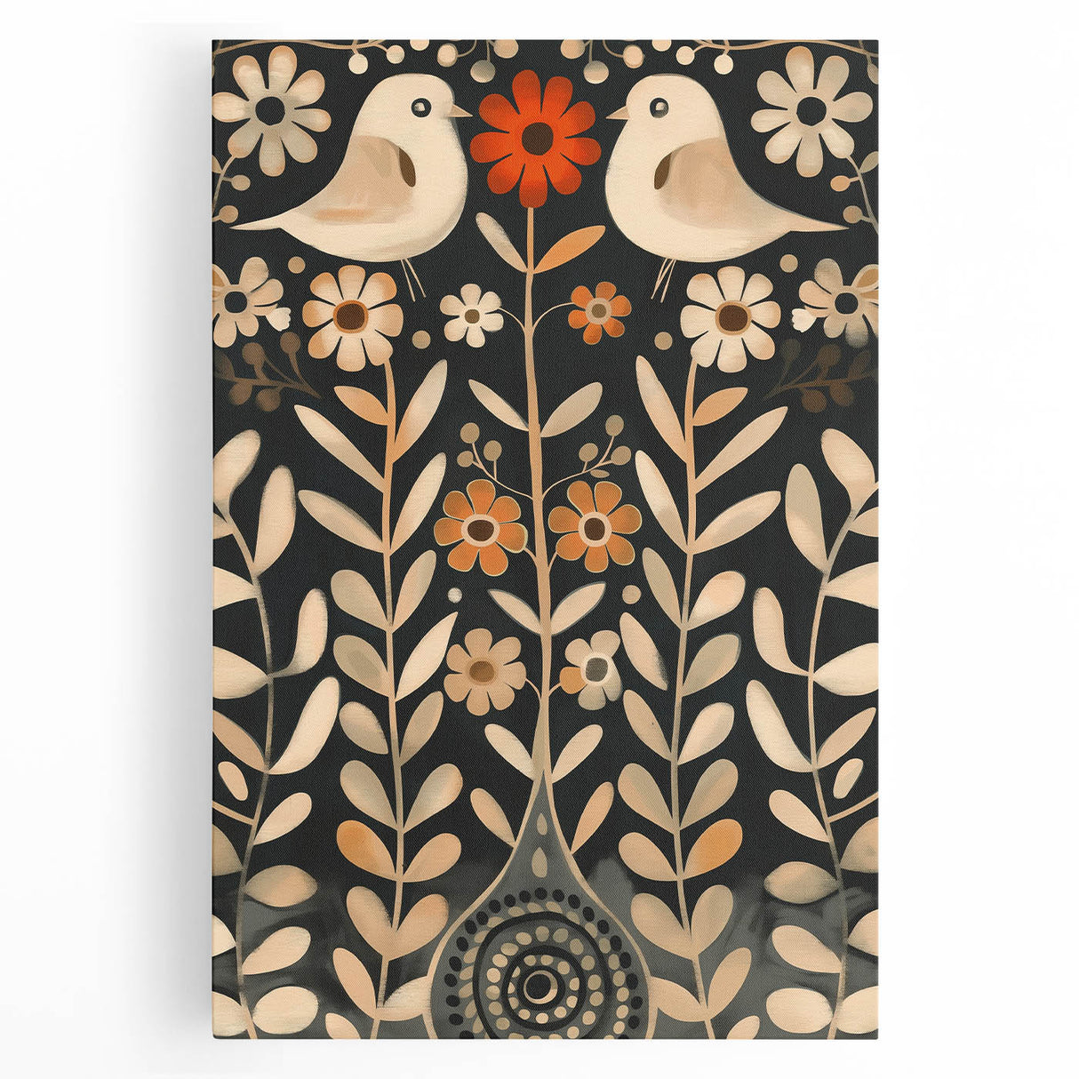 Scandinavian Wall Art | Beige and Orange Nordic Bird Art Print | Hygge