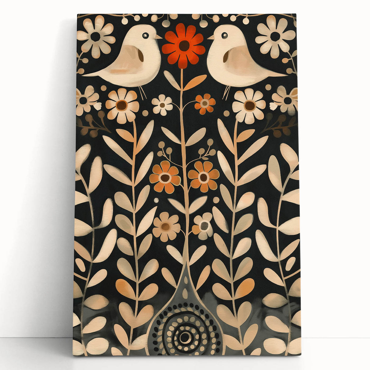 Scandinavian Wall Art | Beige and Orange Nordic Bird Art Print | Hygge