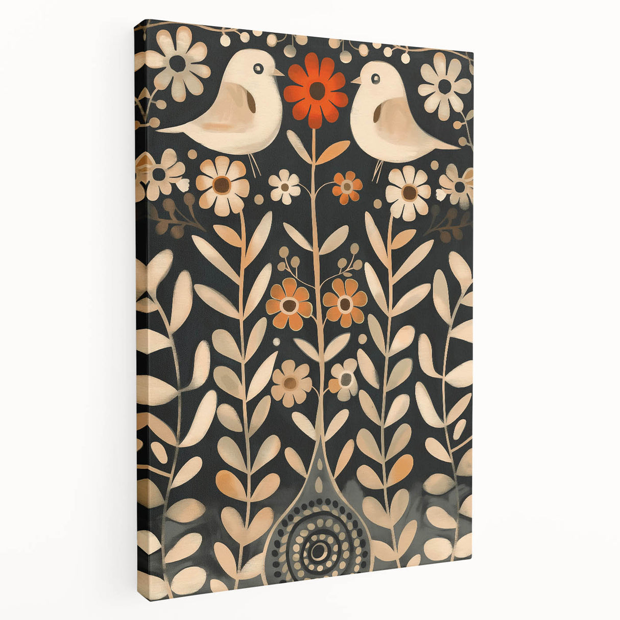Scandinavian Wall Art | Beige and Orange Nordic Bird Art Print | Hygge