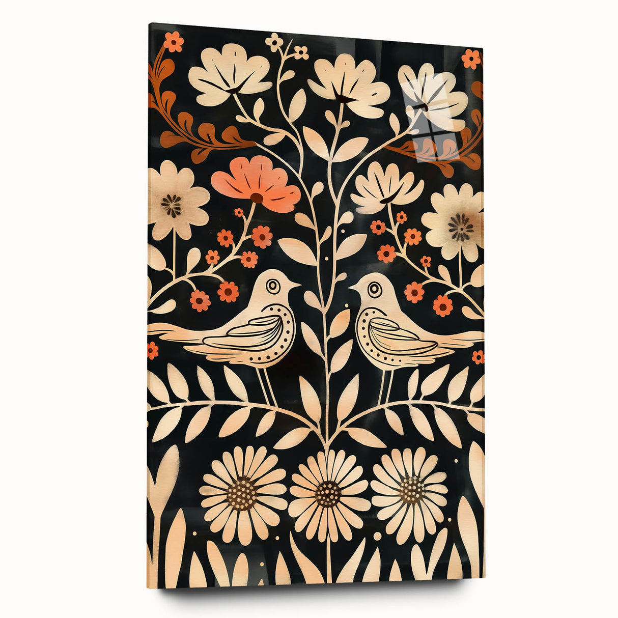 Scandinavian Wall Art | Nordic Beige and Peach Bird Print | Hygge Style