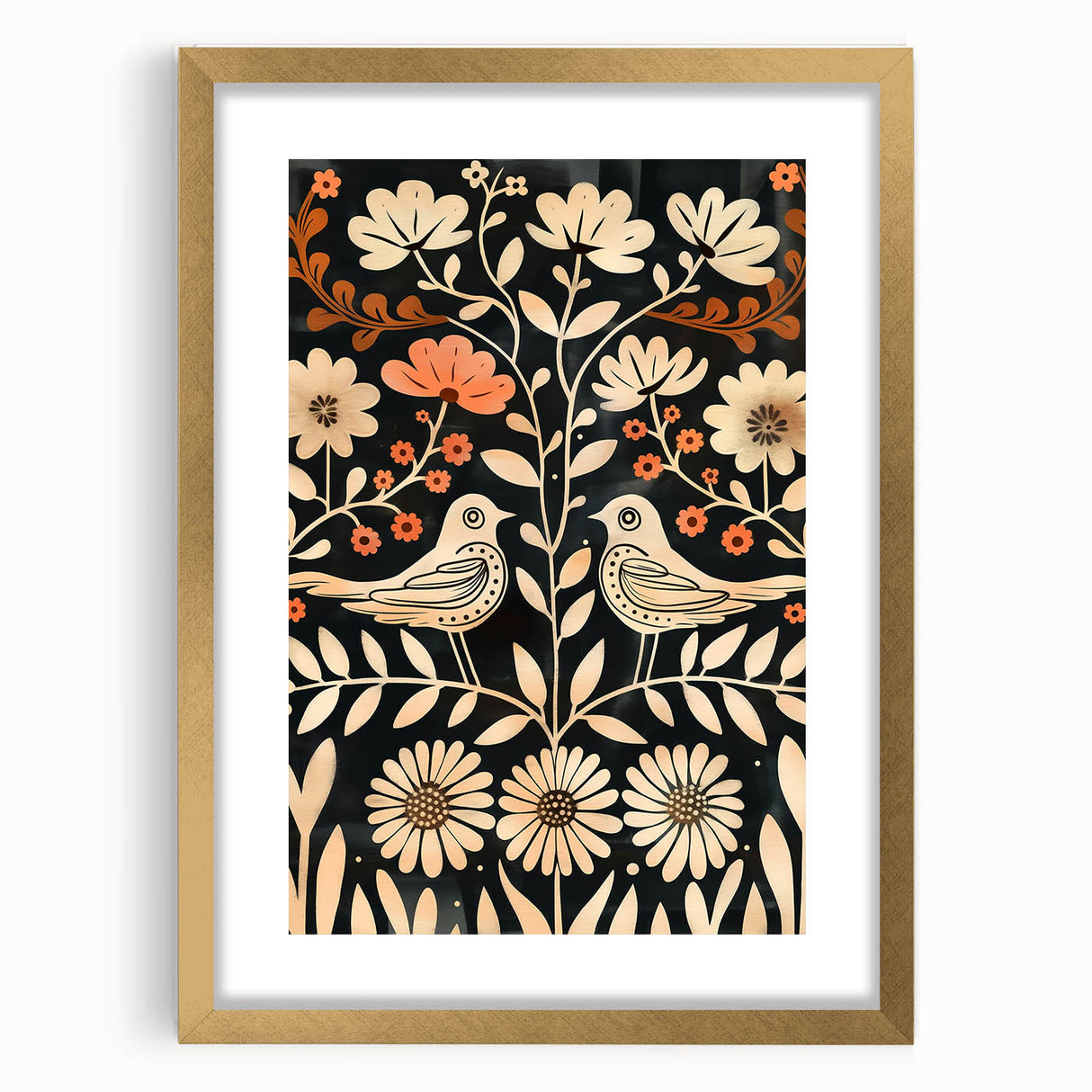 Scandinavian Wall Art | Nordic Beige and Peach Bird Print | Hygge Style