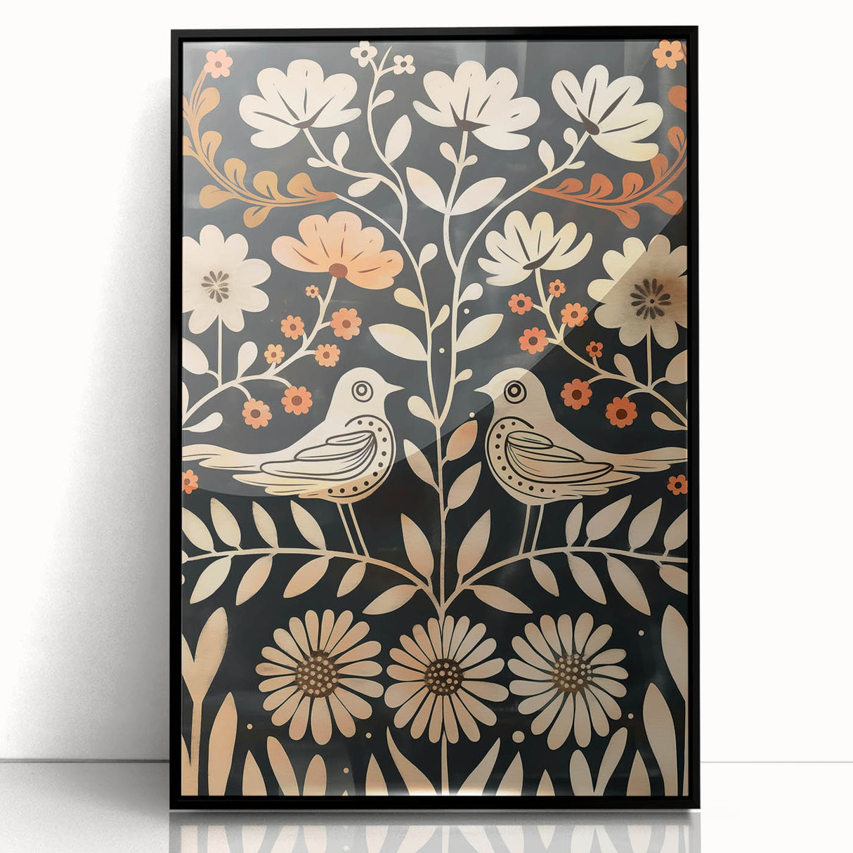 Scandinavian Wall Art | Nordic Beige and Peach Bird Print | Hygge Style
