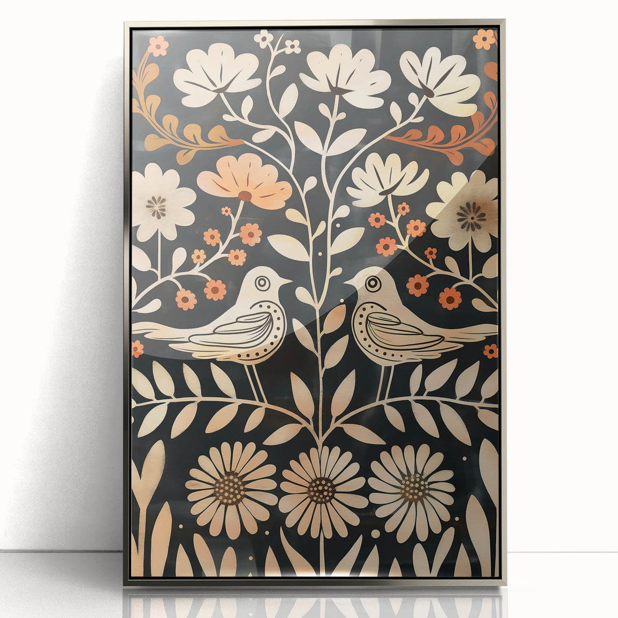 Scandinavian Wall Art | Nordic Beige and Peach Bird Print | Hygge Style