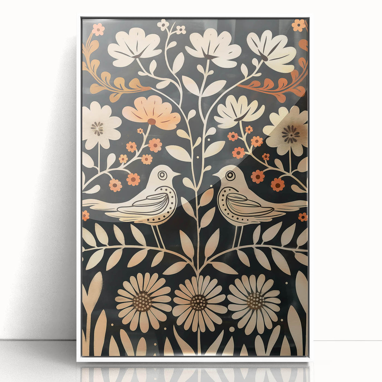 Scandinavian Wall Art | Nordic Beige and Peach Bird Print | Hygge Style
