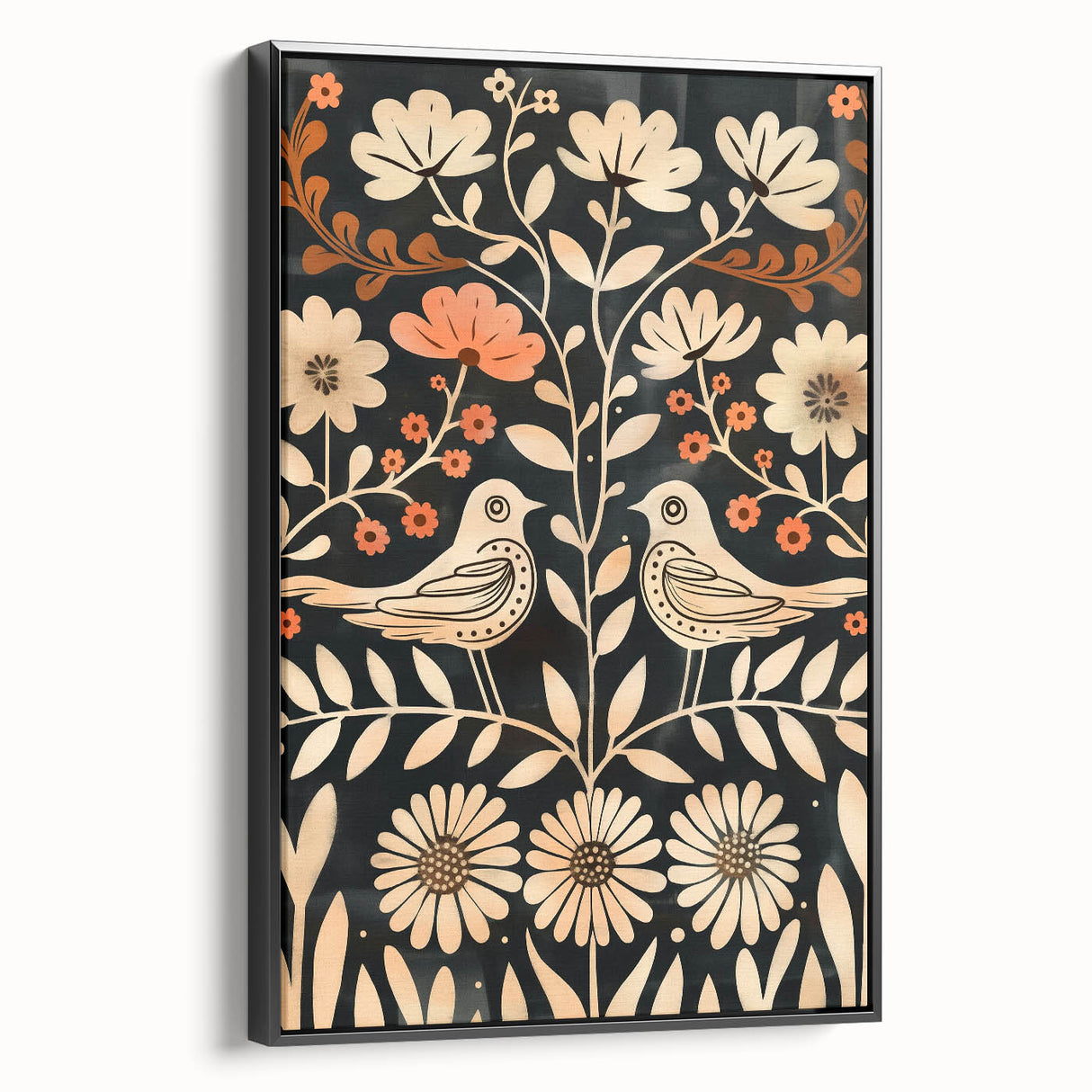 Scandinavian Wall Art | Nordic Beige and Peach Bird Print | Hygge Style