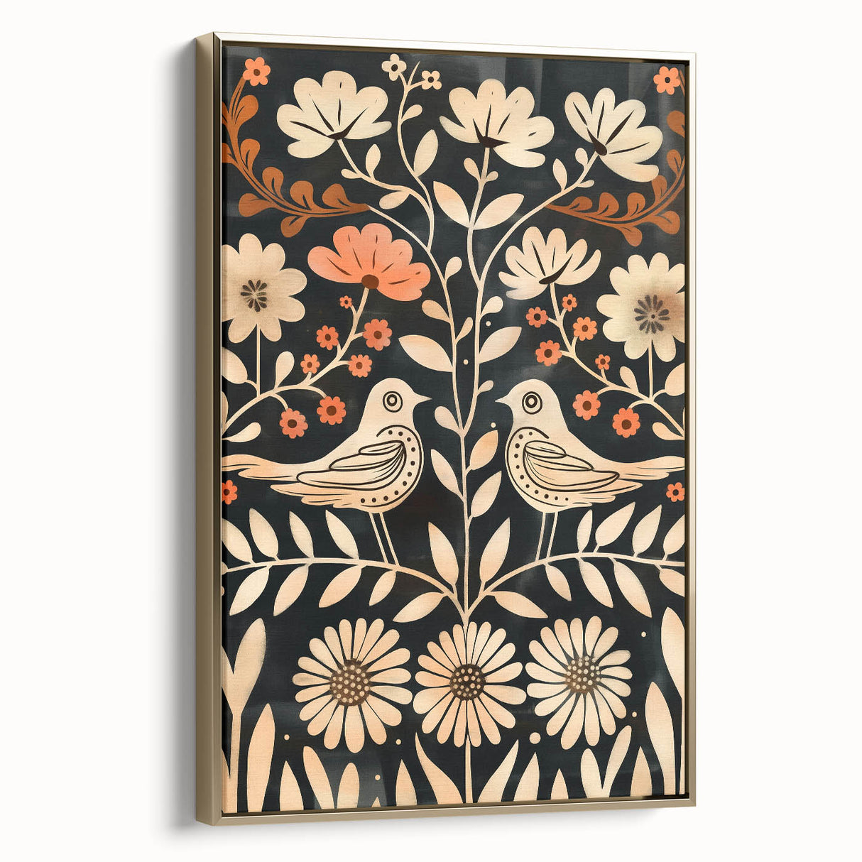 Scandinavian Wall Art | Nordic Beige and Peach Bird Print | Hygge Style