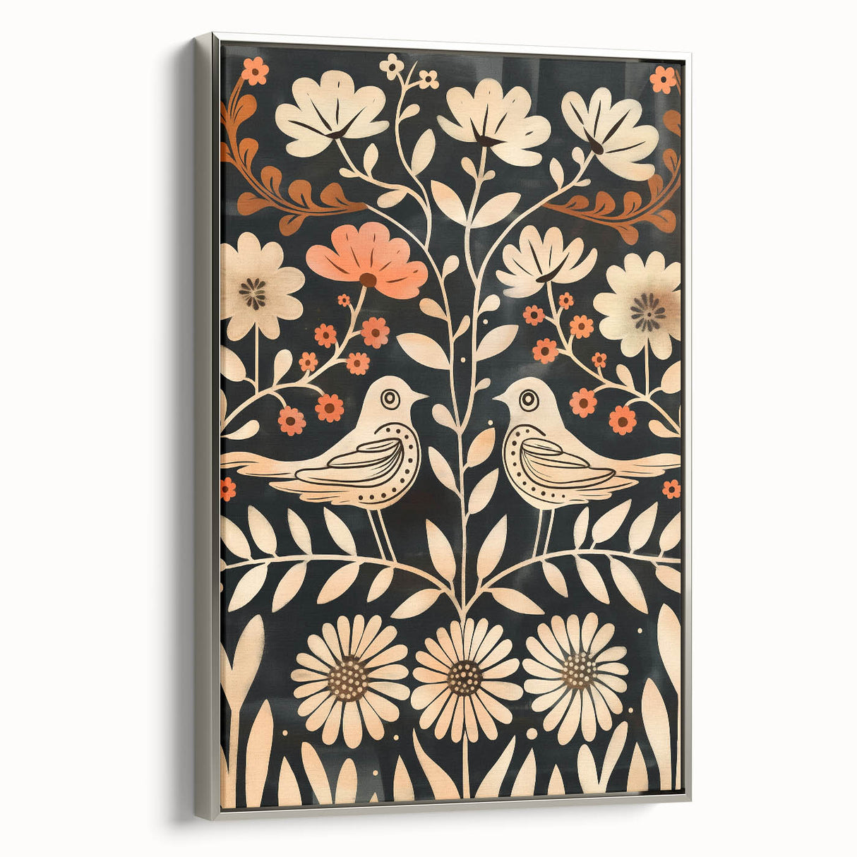 Scandinavian Wall Art | Nordic Beige and Peach Bird Print | Hygge Style