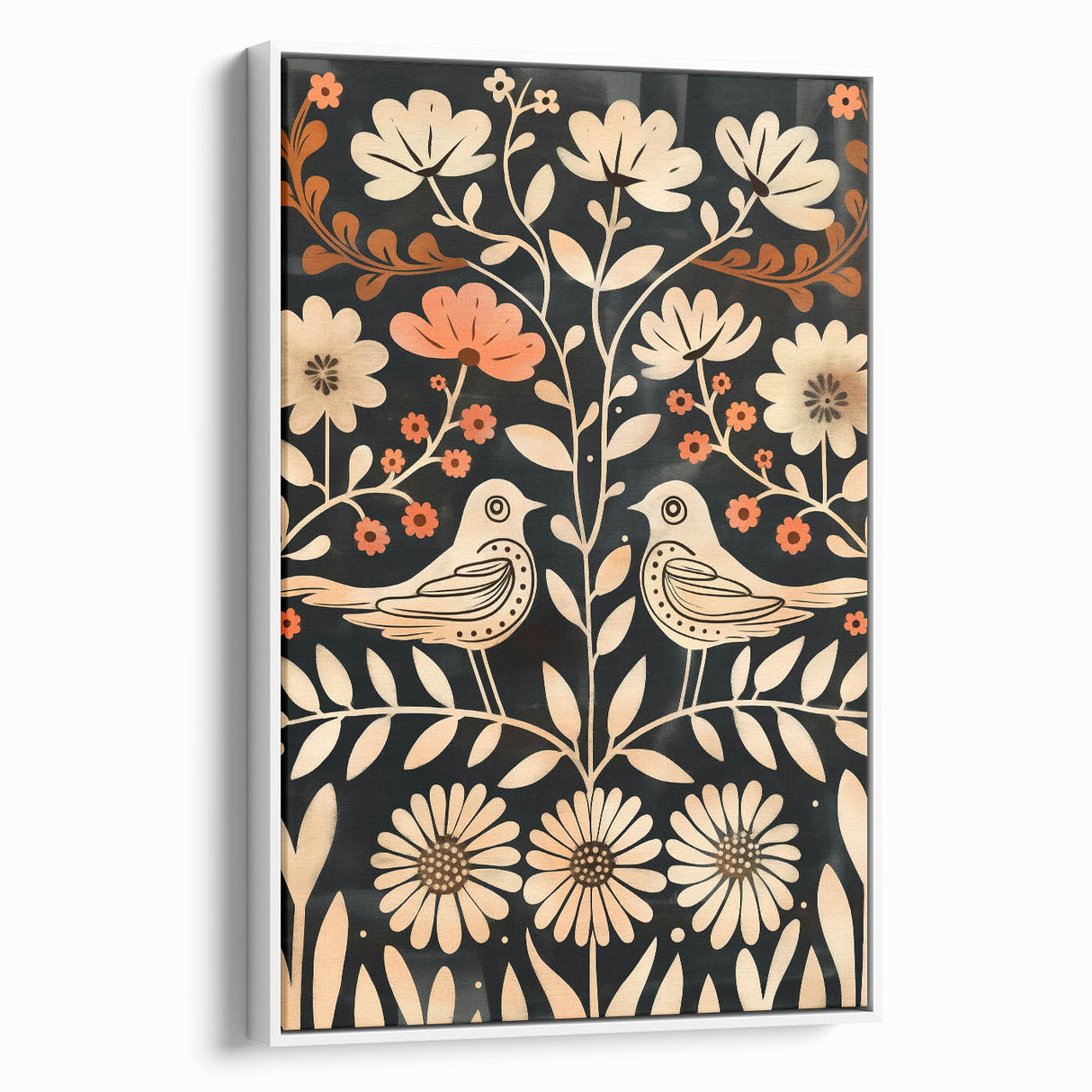 Scandinavian Wall Art | Nordic Beige and Peach Bird Print | Hygge Style