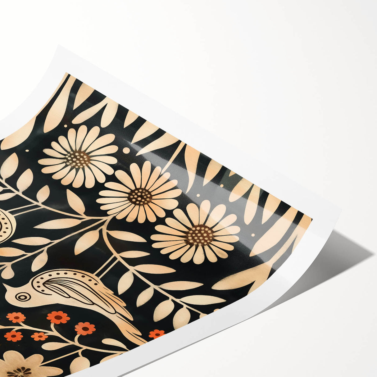 Scandinavian Wall Art | Nordic Beige and Peach Bird Print | Hygge Style