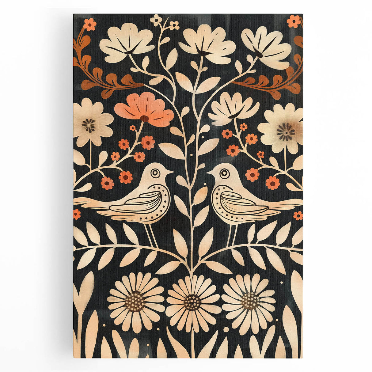Scandinavian Wall Art | Nordic Beige and Peach Bird Print | Hygge Style