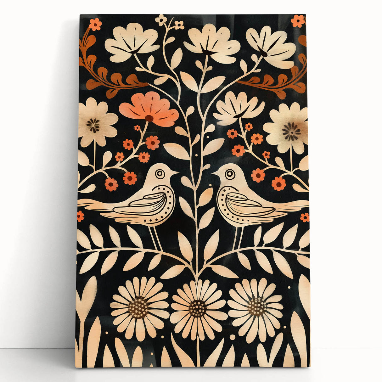 Scandinavian Wall Art | Nordic Beige and Peach Bird Print | Hygge Style