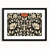 Scandinavian Wall Decor | Elegant Beige and Red Floral Art | Hygge Style