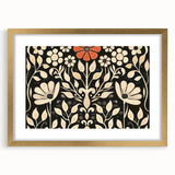 Scandinavian Wall Decor | Elegant Beige and Red Floral Art | Hygge Style