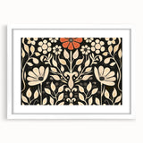 Scandinavian Wall Decor | Elegant Beige and Red Floral Art | Hygge Style