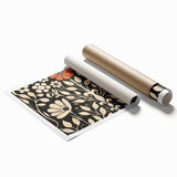 Scandinavian Wall Decor | Elegant Beige and Red Floral Art | Hygge Style
