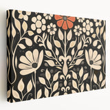 Scandinavian Wall Decor | Elegant Beige and Red Floral Art | Hygge Style