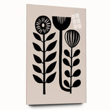 Scandinavian Wall Decor | Minimalist Black and Beige Floral Art | Hygge