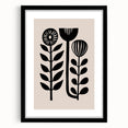 Scandinavian Wall Decor | Minimalist Black and Beige Floral Art | Hygge