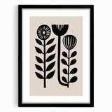 Scandinavian Wall Decor | Minimalist Black and Beige Floral Art | Hygge