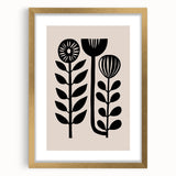 Scandinavian Wall Decor | Minimalist Black and Beige Floral Art | Hygge