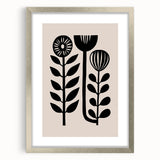 Scandinavian Wall Decor | Minimalist Black and Beige Floral Art | Hygge