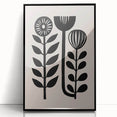 Scandinavian Wall Decor | Minimalist Black and Beige Floral Art | Hygge