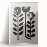 Scandinavian Wall Decor | Minimalist Black and Beige Floral Art | Hygge
